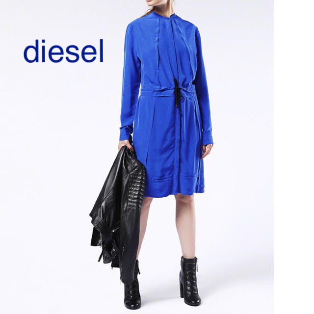 DIESEL(ディーゼル)の★レース切替 フロント比翼 ウエストドローコード 長袖 ワンピースドレス レディースのワンピース(ロングワンピース/マキシワンピース)の商品写真