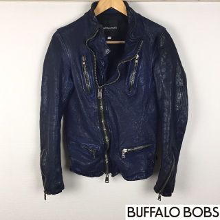 バッファローボブス(BUFFALO BOBS)の美品 バッファローボブズ ライダースジャケット ブルー サイズ1(ライダースジャケット)