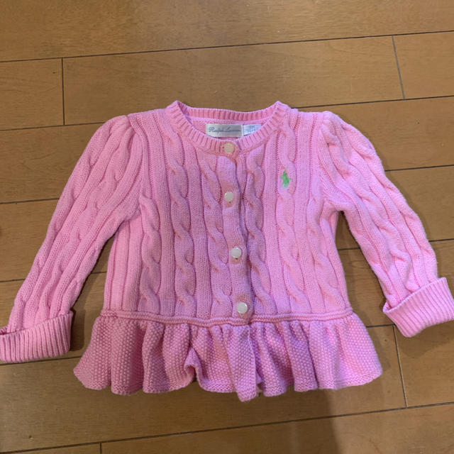 Ralph Lauren(ラルフローレン)のラルフローレンピンクカーディガン（サイズ6M/70） キッズ/ベビー/マタニティのベビー服(~85cm)(カーディガン/ボレロ)の商品写真