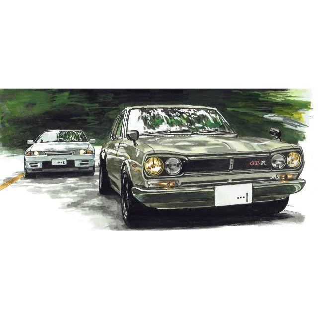 NC-294 GT-R R34/ハコスカ限定版画 直筆サイン額装●作家 平右ヱ門 3