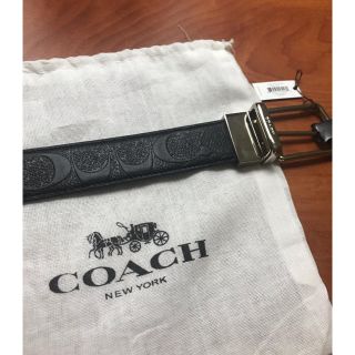 コーチ(COACH)の【最終値下げ】コーチ　f55158 ベルト　黒　エンボス加工　新品・未使用　正規(ベルト)