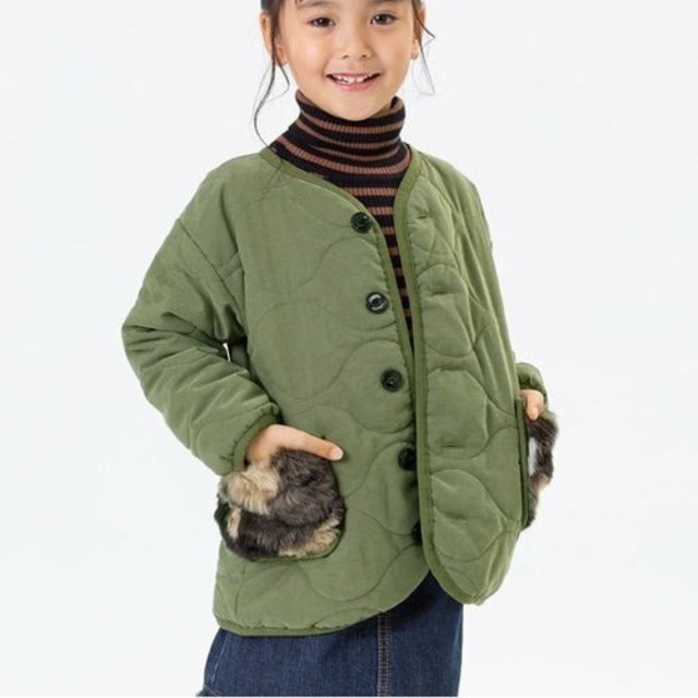 BREEZE(ブリーズ)のノーカラーキルトジャケット アウター BREEZE 130 キッズ/ベビー/マタニティのキッズ服女の子用(90cm~)(ジャケット/上着)の商品写真