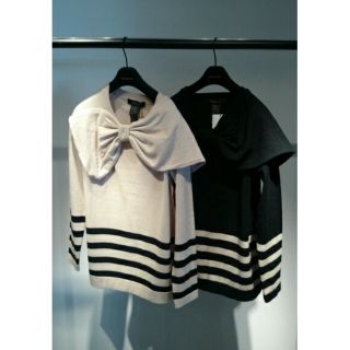 ダブルスタンダードクロージング(DOUBLE STANDARD CLOTHING)のDOUBLE STANDARD CLOTHING リボン ボーダー ニット(ニット/セーター)