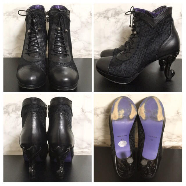 ANNA SUI(アナスイ)の【美品〜準美品】【人気モデル】ANNA SUI 猫足ヒールショートブーツ レディースの靴/シューズ(ブーツ)の商品写真