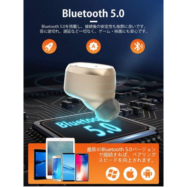 idudu Bluetooth ワイヤレスイヤホン スマホ/家電/カメラのオーディオ機器(ヘッドフォン/イヤフォン)の商品写真