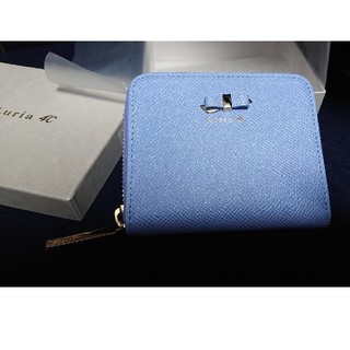 ヨンドシー(4℃)の新品未使用 Luria4℃ リボン折り財布 ウォレット スカイブルー 水色(財布)