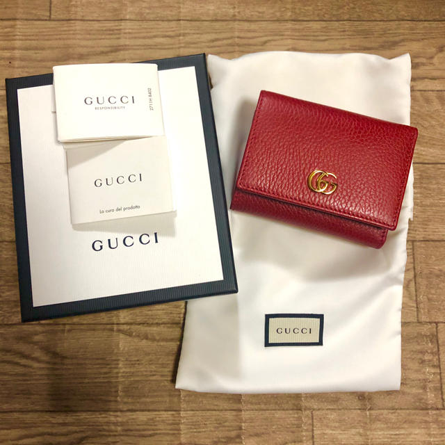 【SEAL限定商品】 GUCCI - Gucci プチマーモント レッド レザー 財布