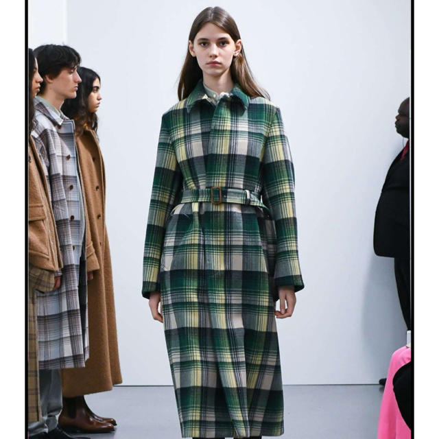 AURALEE WOOL CHECK MELTON LONG COAT