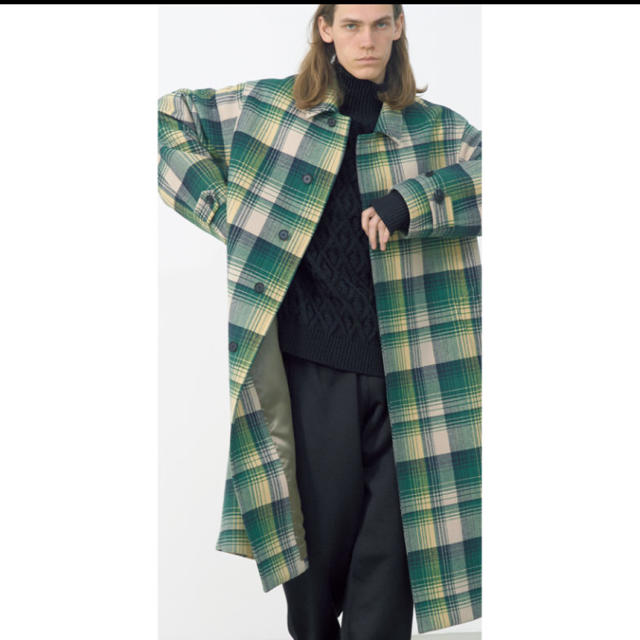 auralee 19aw wool check melton long coat