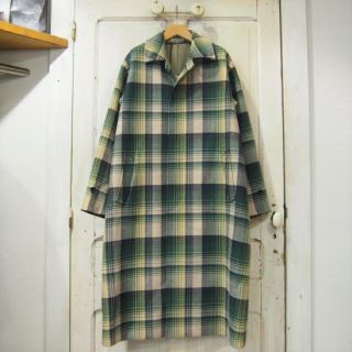 AURALEE WOOL CHECK MELTON LONG COAT