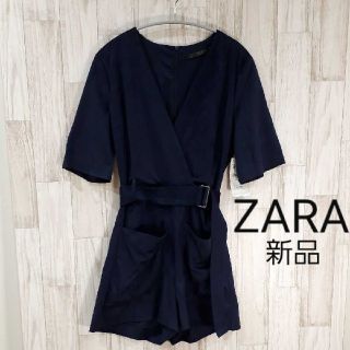 ザラ(ZARA)の【新品】ZARA　サロペット　ネイビー(サロペット/オーバーオール)