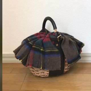 ジャーナルスタンダード(JOURNAL STANDARD)の【Flea Store Vegetal】Arurog basketウールチェック(かごバッグ/ストローバッグ)