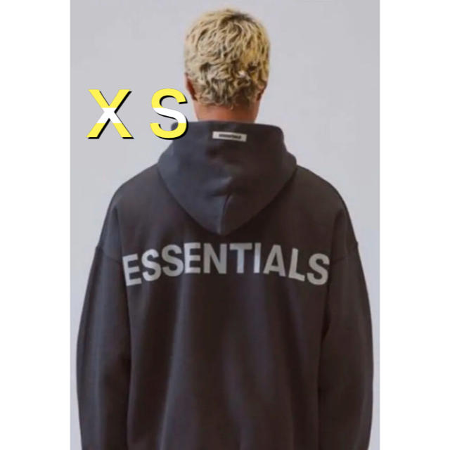 FEAR OF GOD(フィアオブゴッド)のFOG Essentials エッセンシャルズパーカー　ブラック×シルバー　XS メンズのトップス(パーカー)の商品写真