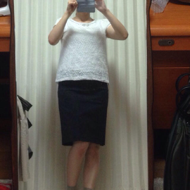 IENA(イエナ)の【値下♪】オフィスに♡濃紺ボックススカー レディースのスカート(ひざ丈スカート)の商品写真