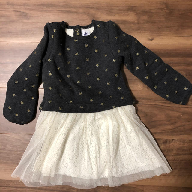 PETIT BATEAU(プチバトー)のプチバトー　裏起毛ワンピース　4ans 104センチ キッズ/ベビー/マタニティのキッズ服女の子用(90cm~)(ワンピース)の商品写真