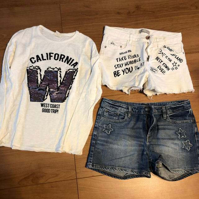 ZARA KIDS(ザラキッズ)の女の子１６０サイズ ショートパンツ長Ｔシャツセット ZARA GAP キッズ/ベビー/マタニティのキッズ服女の子用(90cm~)(パンツ/スパッツ)の商品写真