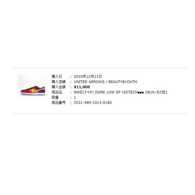 NIKE(ナイキ)の国内正規品 28cm NIKE DUNK LOW SP VIOTECH メンズの靴/シューズ(スニーカー)の商品写真