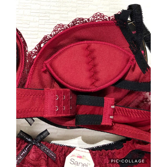 ブラジャー＆ショーツ♡C85☆赤のシフォン花柄レースがとっても可愛い☆ レディースの下着/アンダーウェア(ブラ&ショーツセット)の商品写真