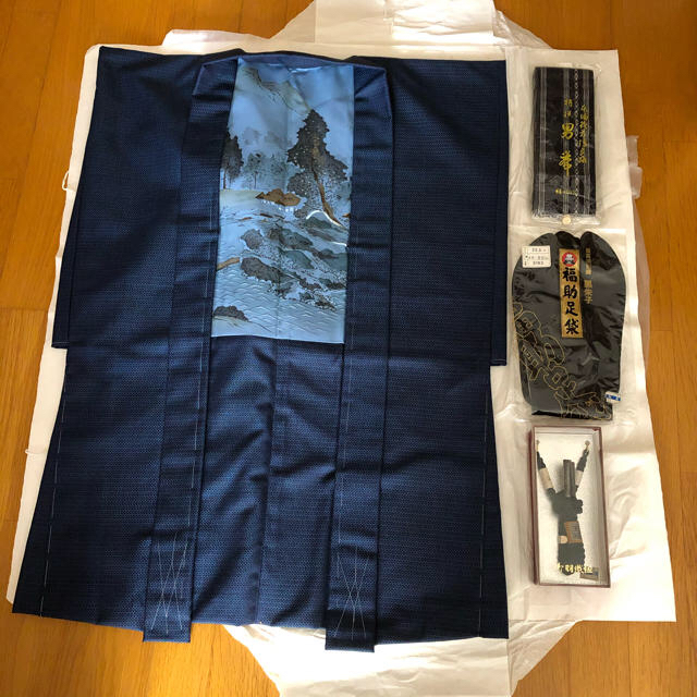 男性着物 ウールアンサンブルセット 未使用品 & 2回使用の品の2着