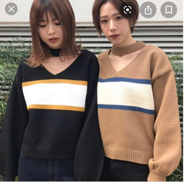 MURUA(ムルーア)のMURUA バストラインニット　ブラウン レディースのトップス(ニット/セーター)の商品写真