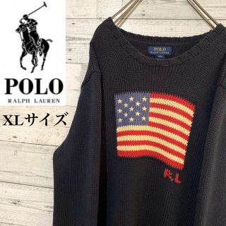 ポロラルフローレン(POLO RALPH LAUREN)の【レア】ポロラルフローレン☆星条旗ビッグロゴ ビッグサイズ コットンニット(ニット/セーター)