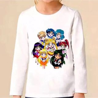 セーラームーン(セーラームーン)のセーラームーン 子供服 キッズ ロングTシャツ 5Tサイズ（スターズ8戦士柄☆）(Tシャツ/カットソー)