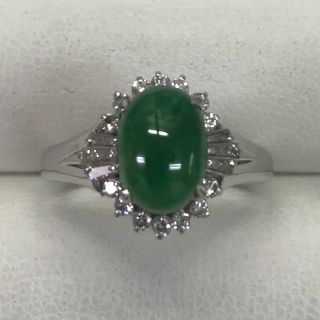 ★大きめの20号★プラチナPt900・ひすい&ダイヤモンドリング★3.29ct★(リング(指輪))