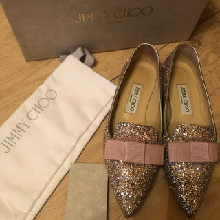 ジミーチュウ(JIMMY CHOO)の美品ジミーチュウ  グリッター　フラット靴(ハイヒール/パンプス)
