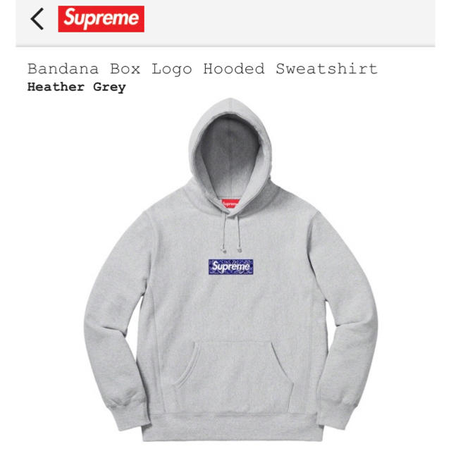 Supreme Bandana Box Logo 
パーカーHeatherGreySIZE