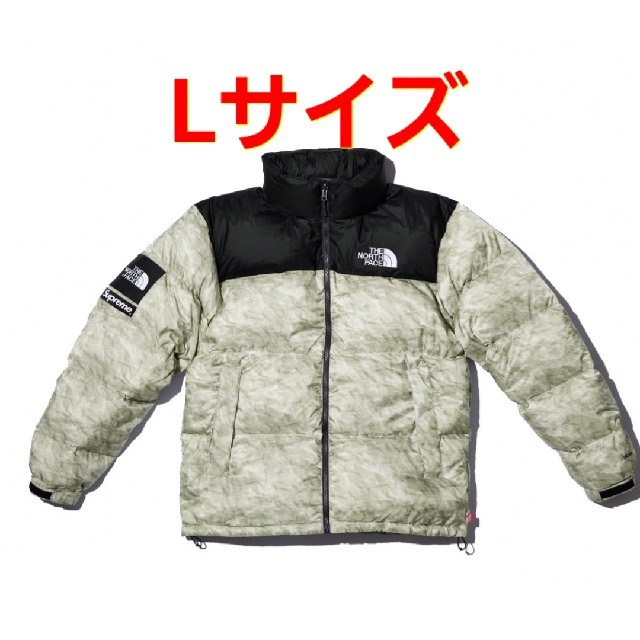 L Supreme TNF Paper Print Nuptse Jacket