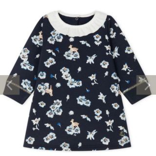 プチバトー(PETIT BATEAU)のスウェットプリントワンピース(ワンピース)