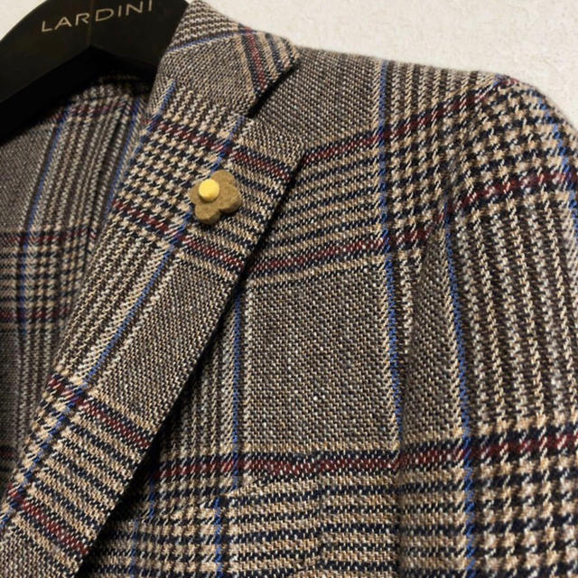 LARDINI ラルディーニ ブラウン ソフトチェック ウールジャケット 46