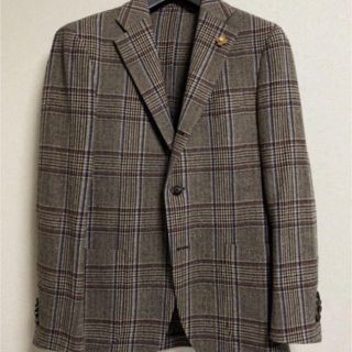 ビームス(BEAMS)のLARDINI ラルディーニ ブラウン ソフトチェック ウールジャケット 46(テーラードジャケット)