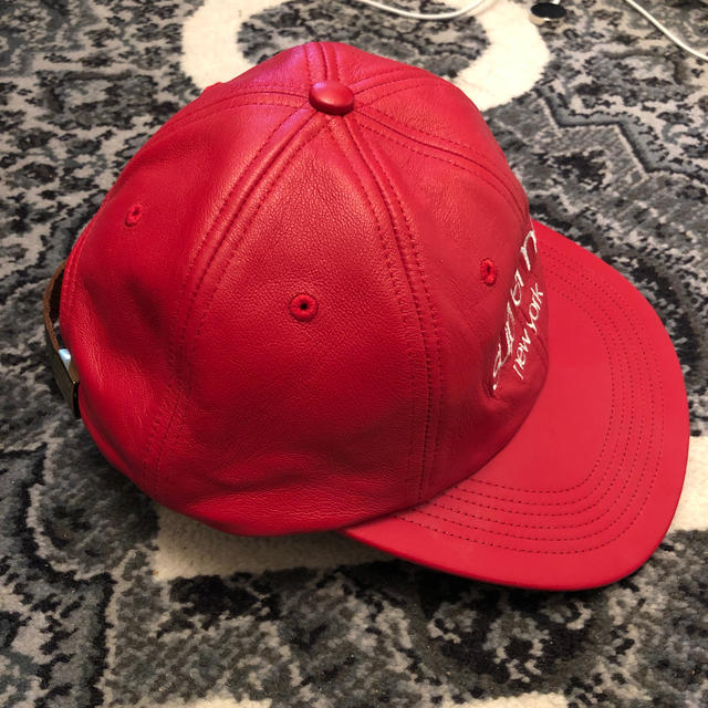 美品！Supreme Leather Camp Cap Red キャップ