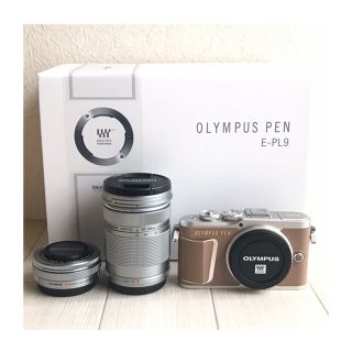 オリンパス(OLYMPUS)の極美品 オリンパス pen e-pl9 一眼カメラ ブラウン ダブルズームキット(ミラーレス一眼)