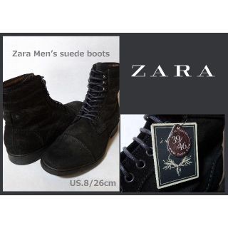 ザラ(ZARA)の送料込 新品★ZARA スエード レースアップブーツ 41/27cm★ザラ/本革(ブーツ)