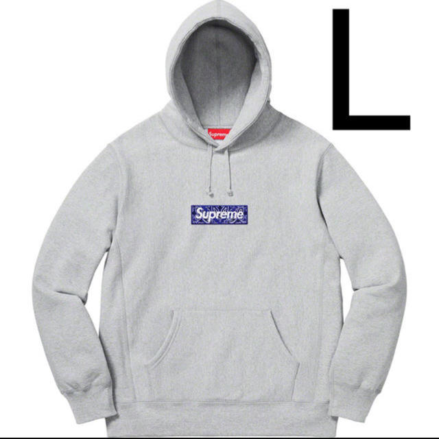 Large状態Lサイズ SUPREME Bandana Box Logo Hooded グレー