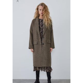 ザラ(ZARA)のZARA チェック柄オーバーサイズコート(ロングコート)