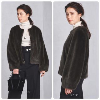 ユナイテッドアローズ(UNITED ARROWS)の美品 UNITEDARROWS フェイクファーショートコート(毛皮/ファーコート)