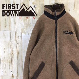 フリークスストア(FREAK'S STORE)のFIRST DOWN ファーストダウン フリースジャケット 刺繍ロゴ 美品(ブルゾン)