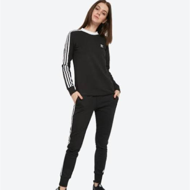 adidas(アディダス)のアディダス オリジナルス 3ストライプ 長袖 Tシャツ 黒 S 新品未使用 レディースのトップス(Tシャツ(長袖/七分))の商品写真