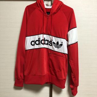 アディダス(adidas)の男女兼用 adidas originals 赤 フード付トップス パーカー (パーカー)