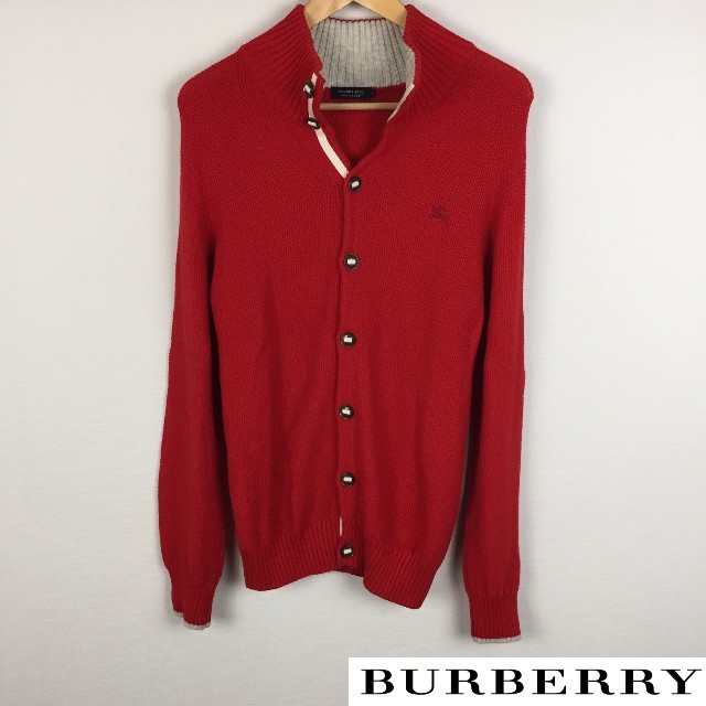 美品 BURBERRY BLACK LABEL 長袖カーディガン レッド-