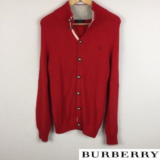 バーバリーブラックレーベル(BURBERRY BLACK LABEL)の美品 BURBERRY BLACK LABEL 長袖カーディガン レッド(カーディガン)