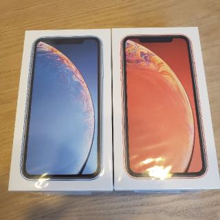 アイフォーン(iPhone)の【新品未開封】iPhone XR 128GB SIMフリー2台 ブルー＆コーラル(スマートフォン本体)