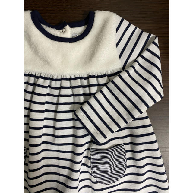 PETIT BATEAU(プチバトー)の【新品】2019AW  プチバトー ボア付きマリニエールワンピース ベビー36m キッズ/ベビー/マタニティのキッズ服女の子用(90cm~)(ワンピース)の商品写真