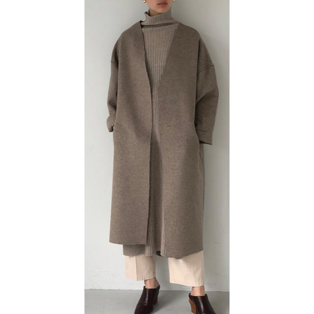 Collarless Long Coatジャケット/アウター