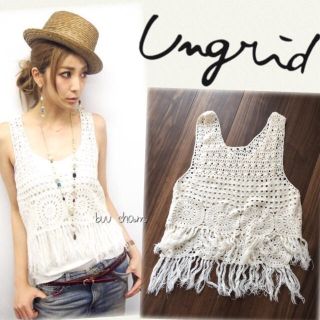 アングリッド(Ungrid)のUngrid♡鍵編みフリンジタンクトップ(タンクトップ)