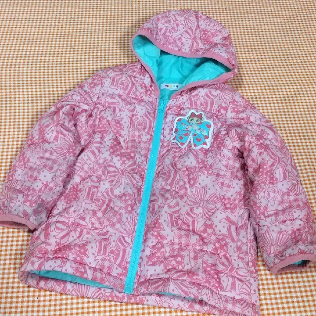 MINI-K(ミニケー)のMINI-K 中綿入りフードジャンバー総柄 100cm used キッズ/ベビー/マタニティのキッズ服女の子用(90cm~)(ジャケット/上着)の商品写真