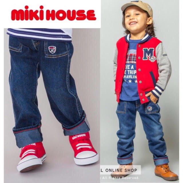 mikihouse(ミキハウス)の新品ミキハウスストレッチデニムパンツ100センチ男の子 キッズ/ベビー/マタニティのキッズ服男の子用(90cm~)(パンツ/スパッツ)の商品写真